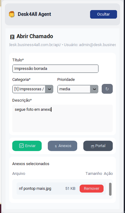 Interface do Desk4All Agent